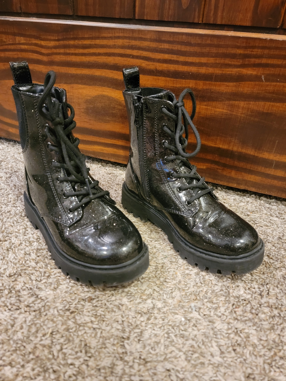 Art Class Black Glitter Combat Boots